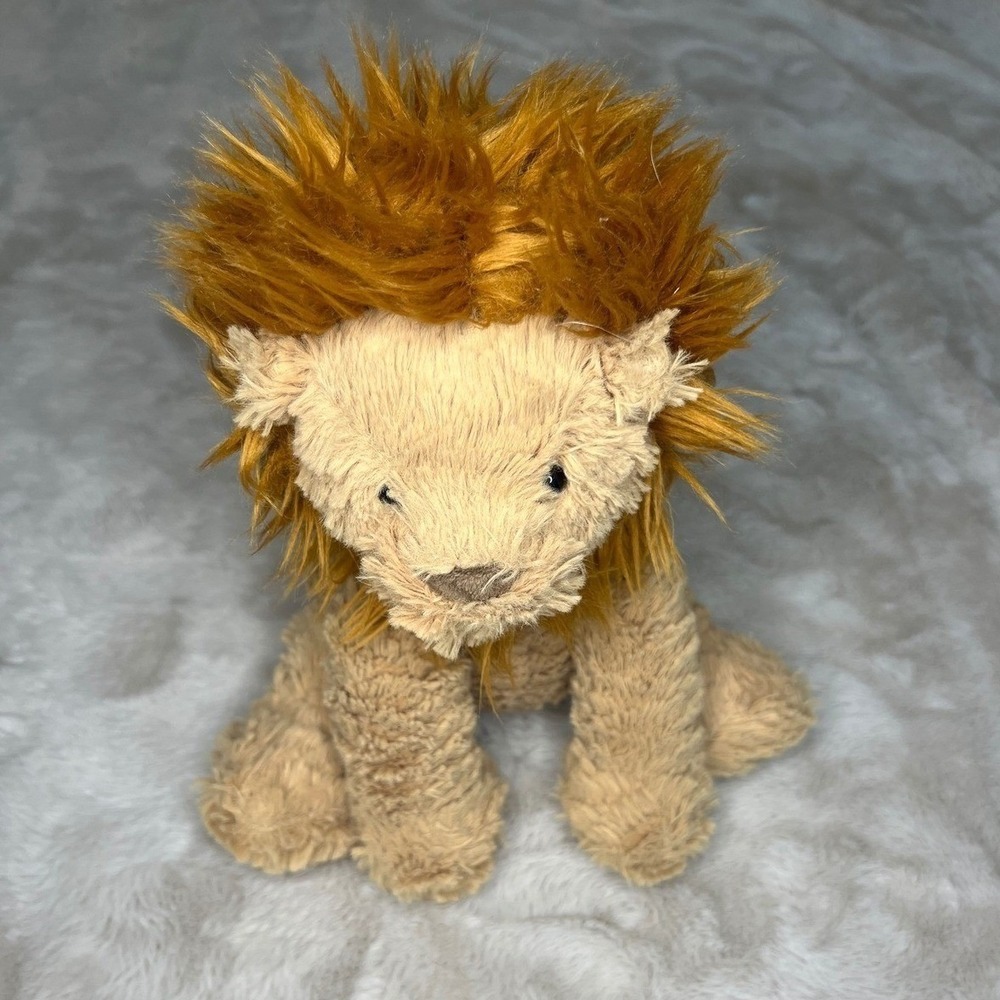 Retired Jellycat Lion Plush Stuffed Animal Medium Tan Orange Mane Collector Toy